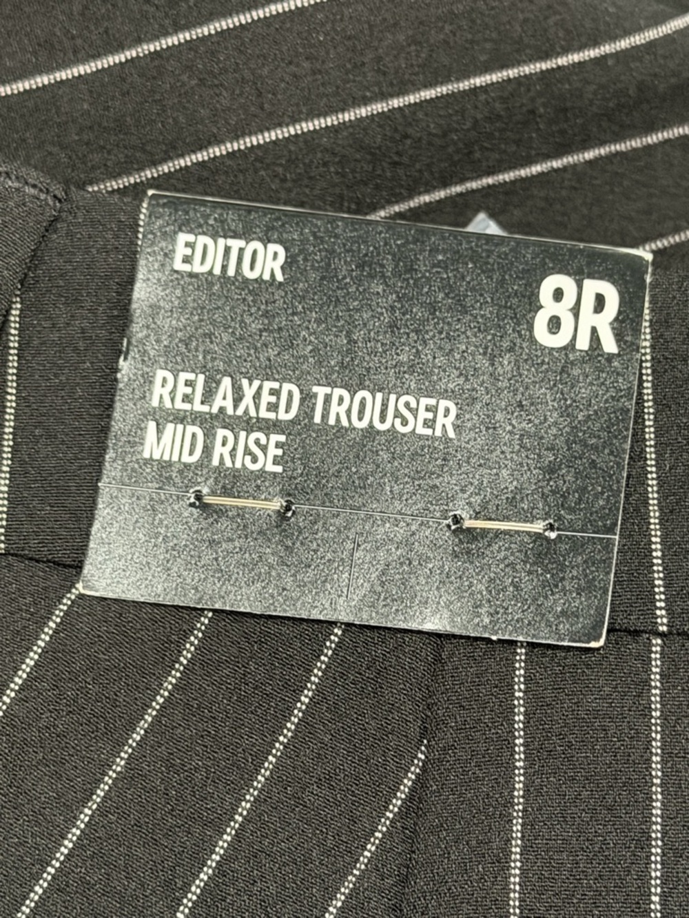8R Editor Relaxed Trouser Mid Rise - Black with White Pinstripes